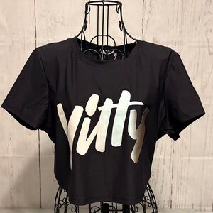 YITTY Black with Ombré Logo Crop Top